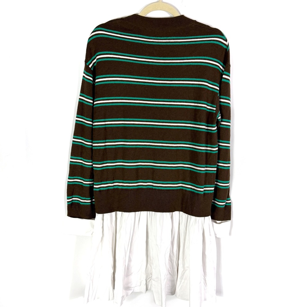 Simon Miller Pip Poplin Combo Dress Brown White Striped Layered Knit Sz S - Picture 12 of 12